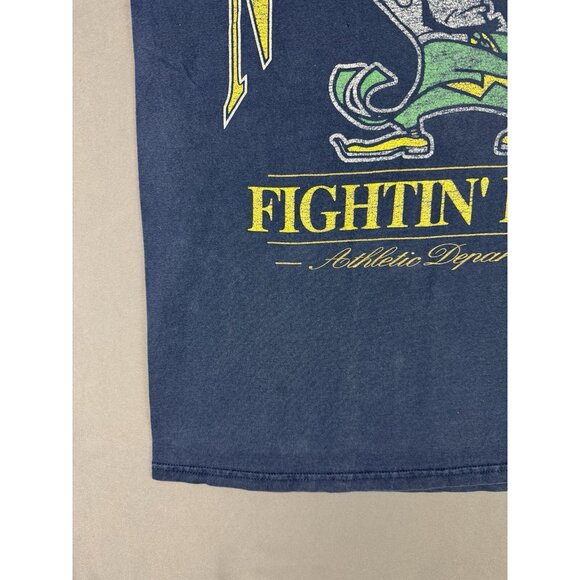 Vintage Nutmeg NCAA Notre Dame Fightin' Irish Fade Navy Blue Shirt Large Sports - Picture 6 of 10